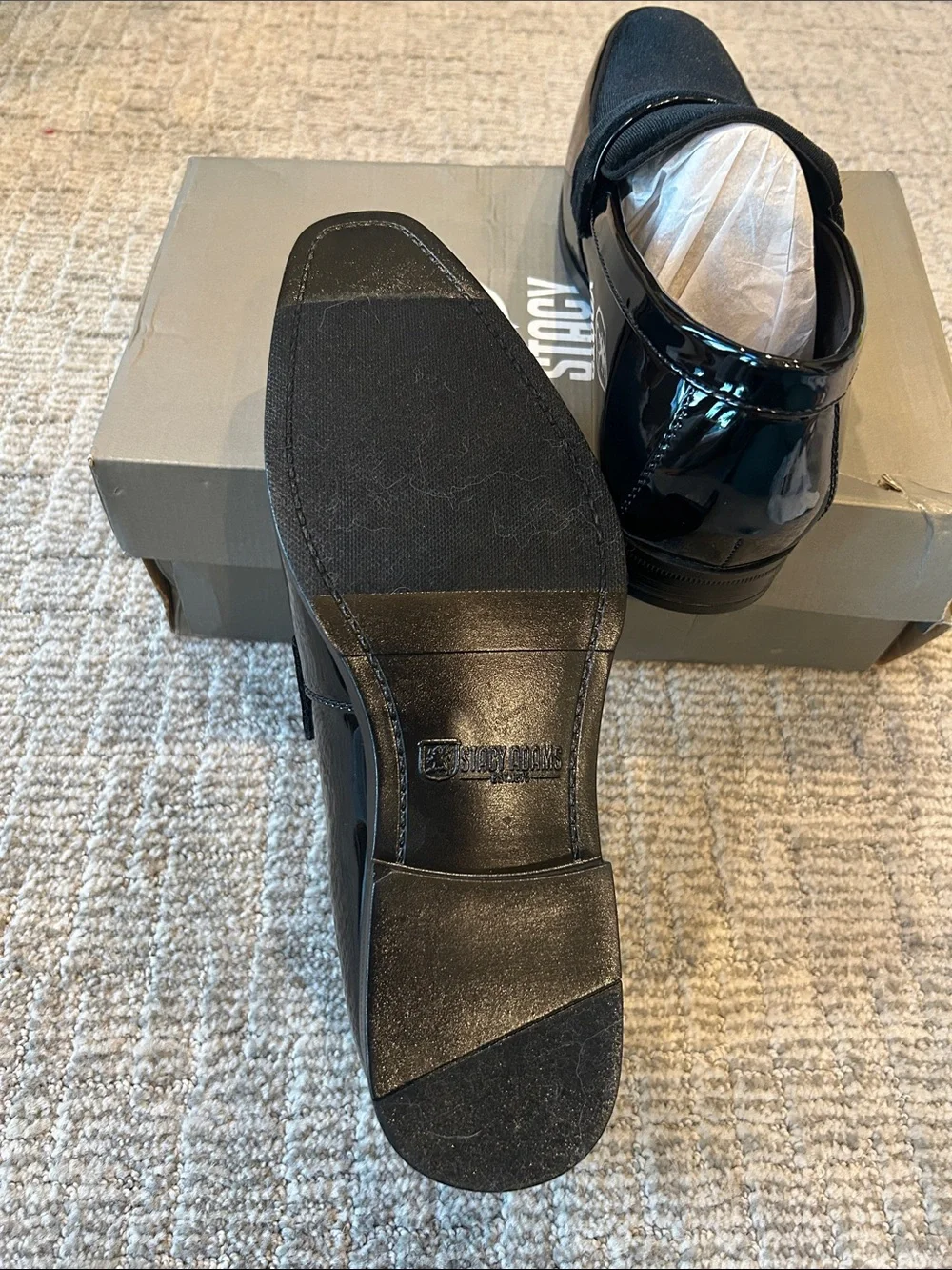 Stacy Adams SPRATLEY Moc Toe Saddle Slip On Black 10